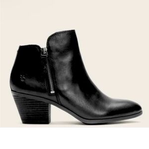 SOLD!!! FRYE Leather Judith Zip Bootie Boots Black Double Zipper, Women’s Sz 9.5